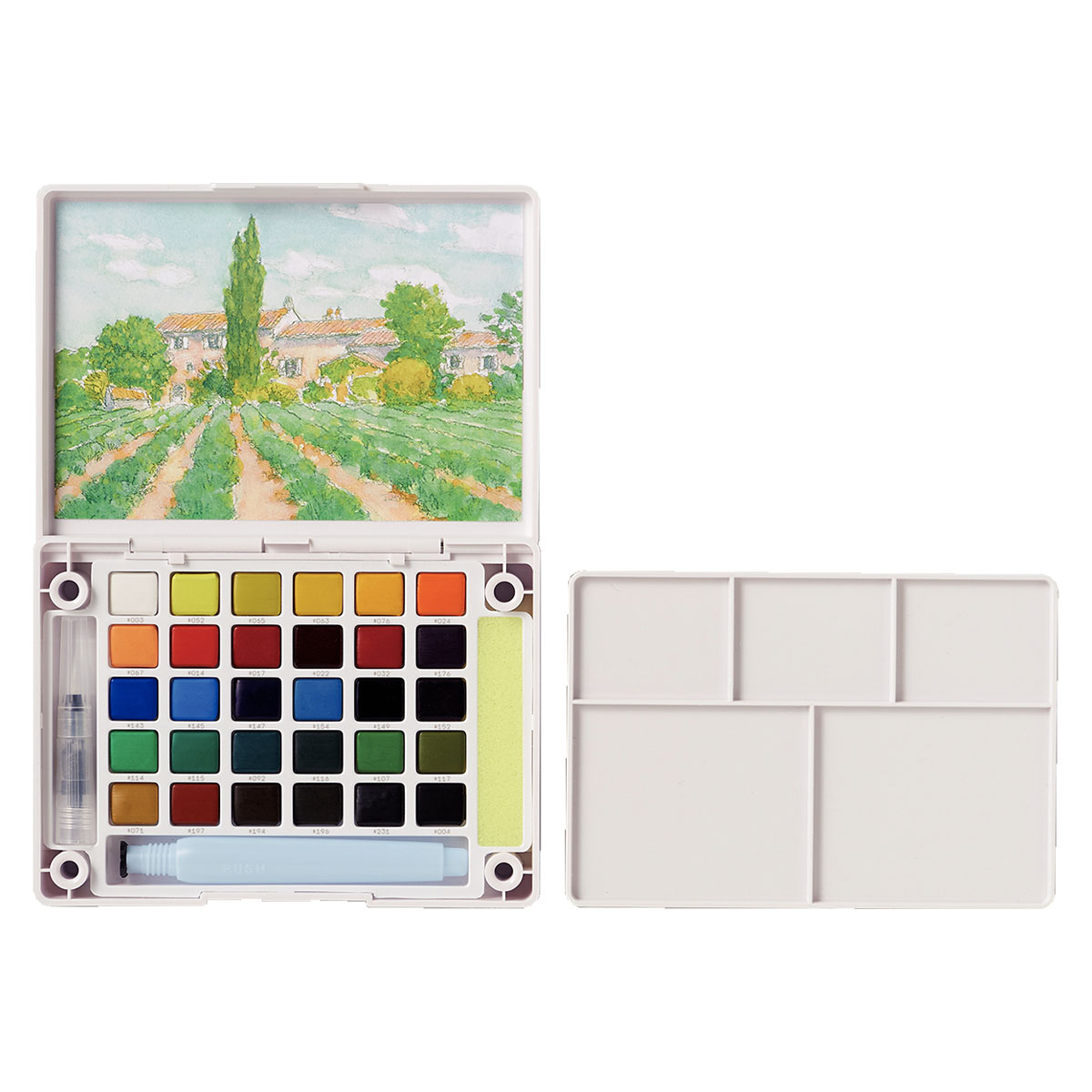 Koi Water Colors Pocket Field Sketch Box 30 + Brush ryhmässä Taiteilijatarvikkeet / Värit / Akvarellivärit @ Pen Store (125615)