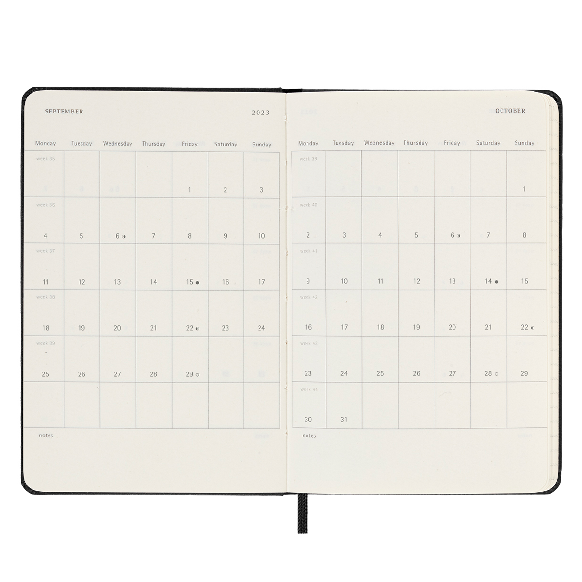 18M WeekNote Kalender Large Black ryhmässä Paperit ja Lehtiöt / Kalenterit / 18 kk kalenterit @ Pen Store (128207)
