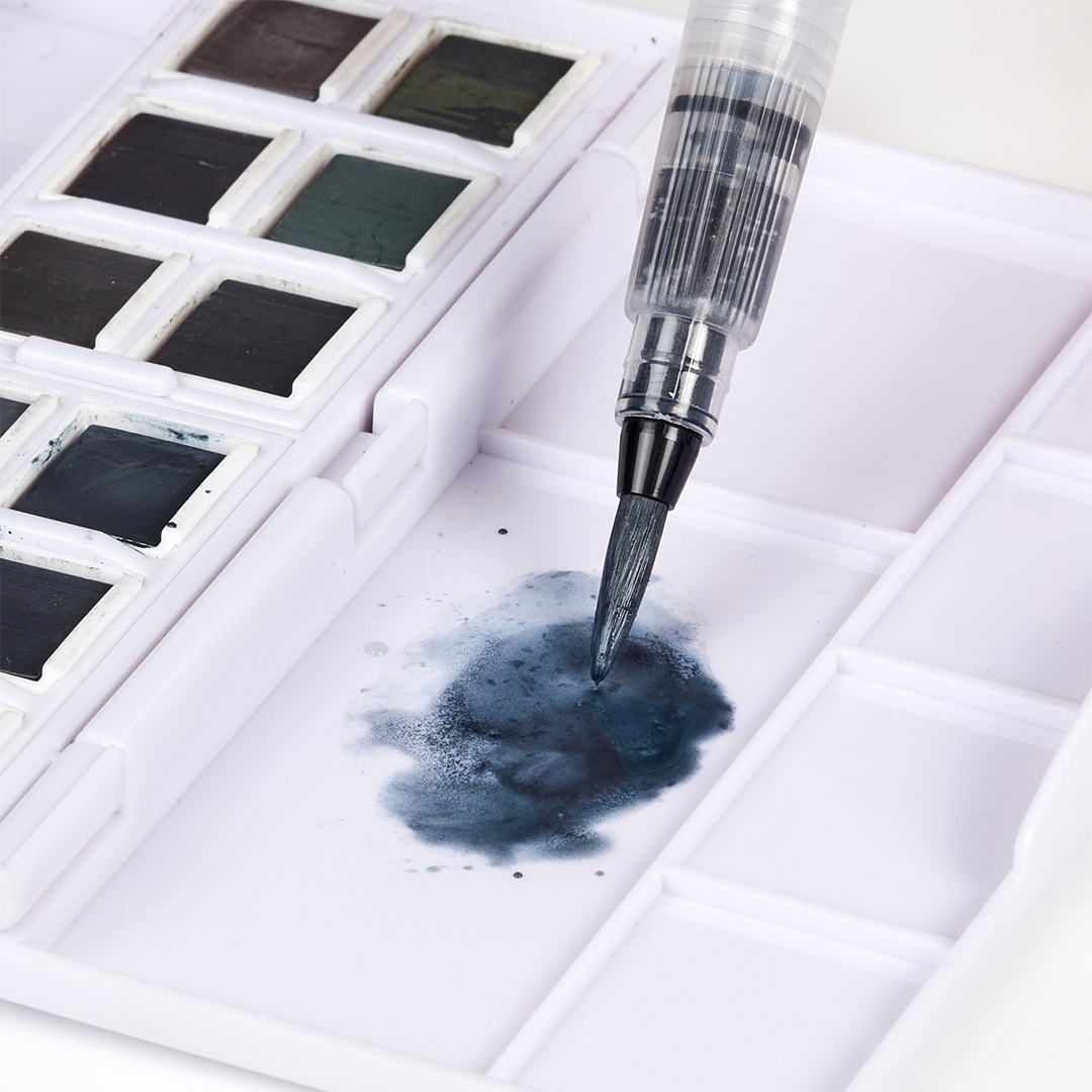 Tinted Charcoal Paint Pan Set 12 puolikuppia 