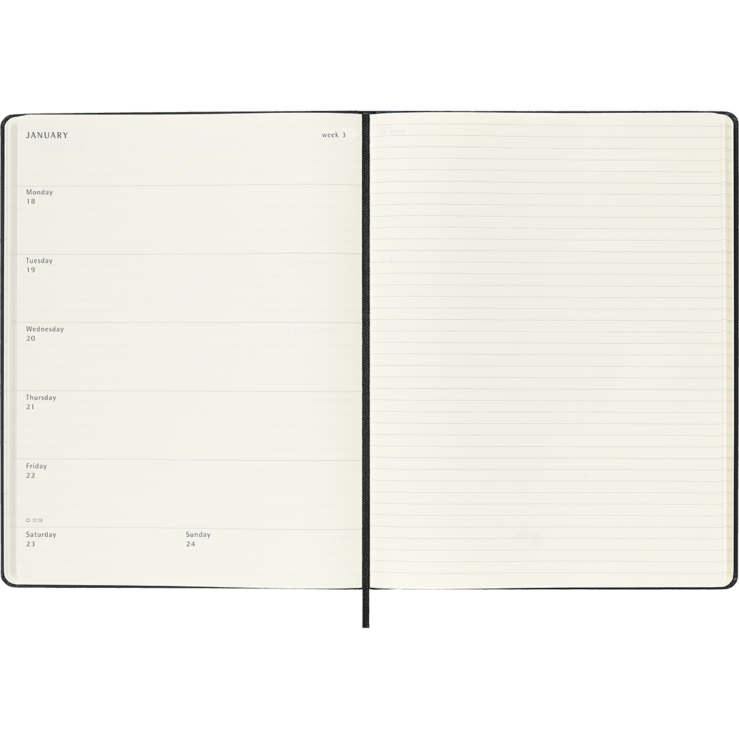 Kalenteri 18M WeekNote Hard Cover XL Black
