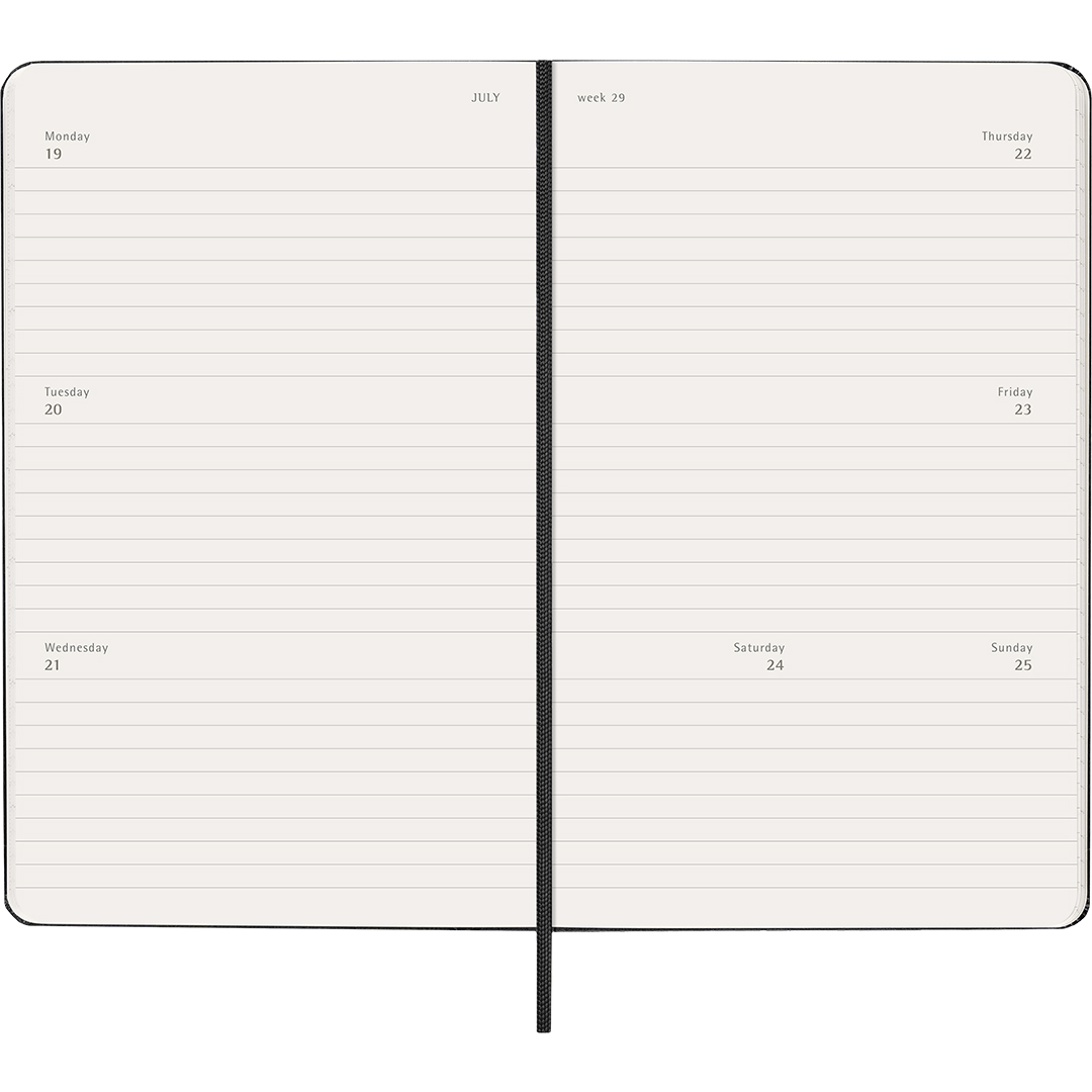 Kalenteri 18M Weekly Hard Cover Horisontell Large Black