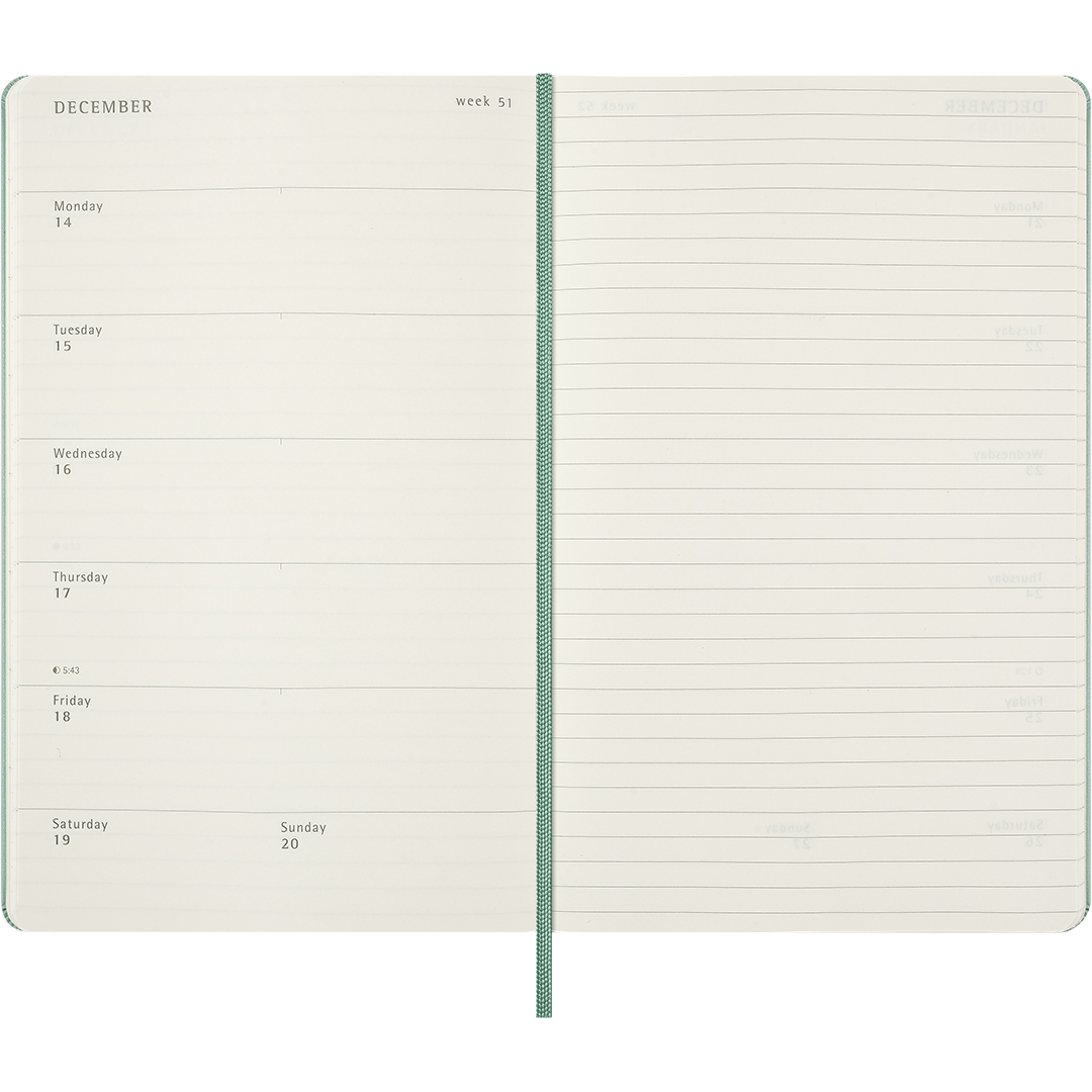 Kalenteri 18M WeekNote Hard Cover Large Sage Green