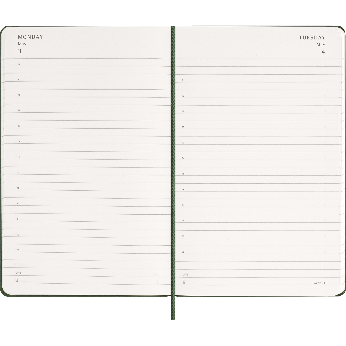 Kalenteri 12M Daily 2027 Hardcover Large Myrtle Green
