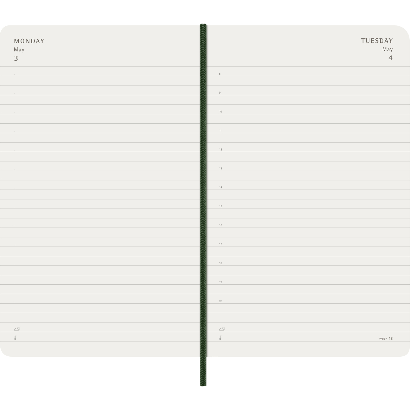 Kalenteri 12M Daily 2027 Softcover Large Myrtle Green