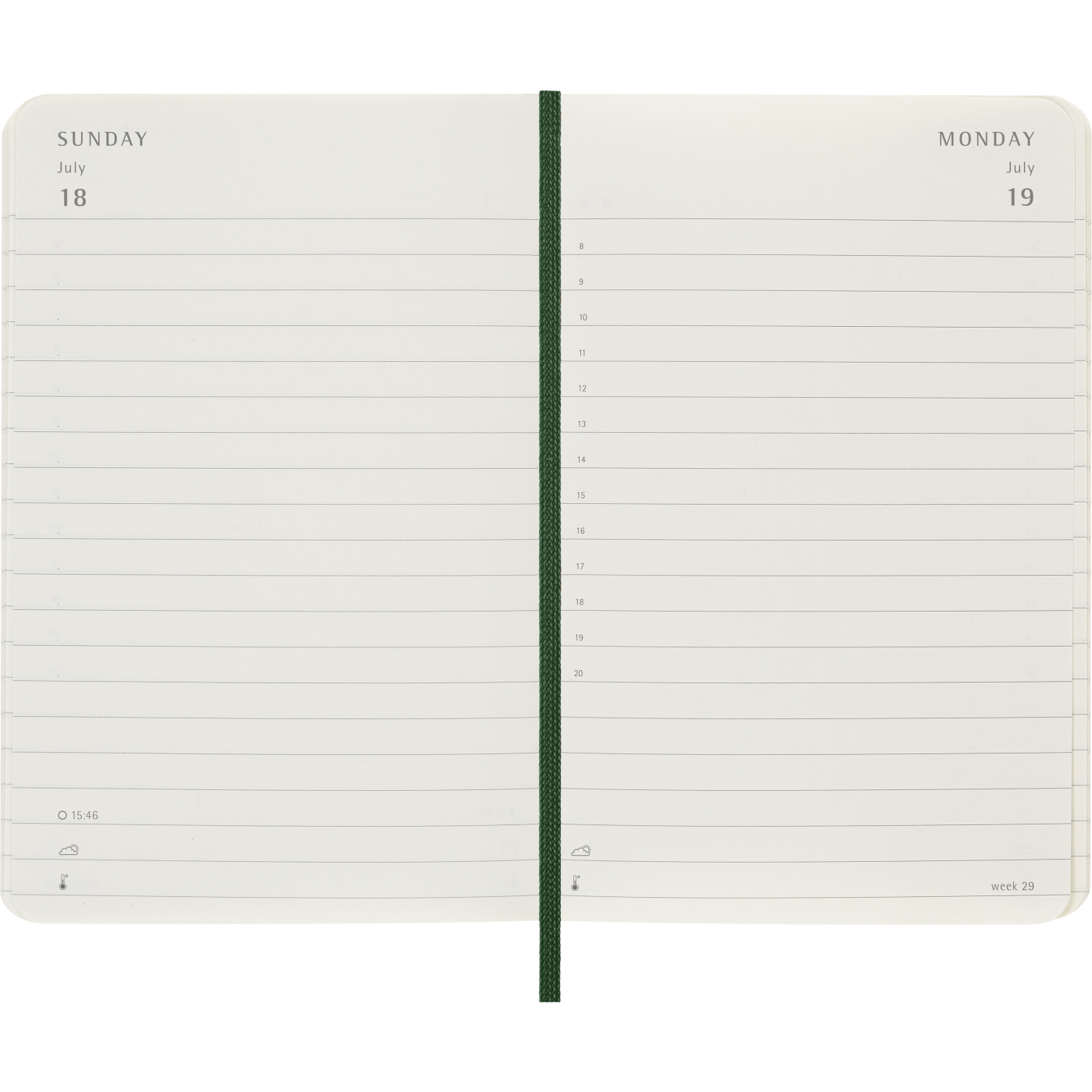 Kalenteri 12M Daily 2027 Softcover Pocket Myrtle Green