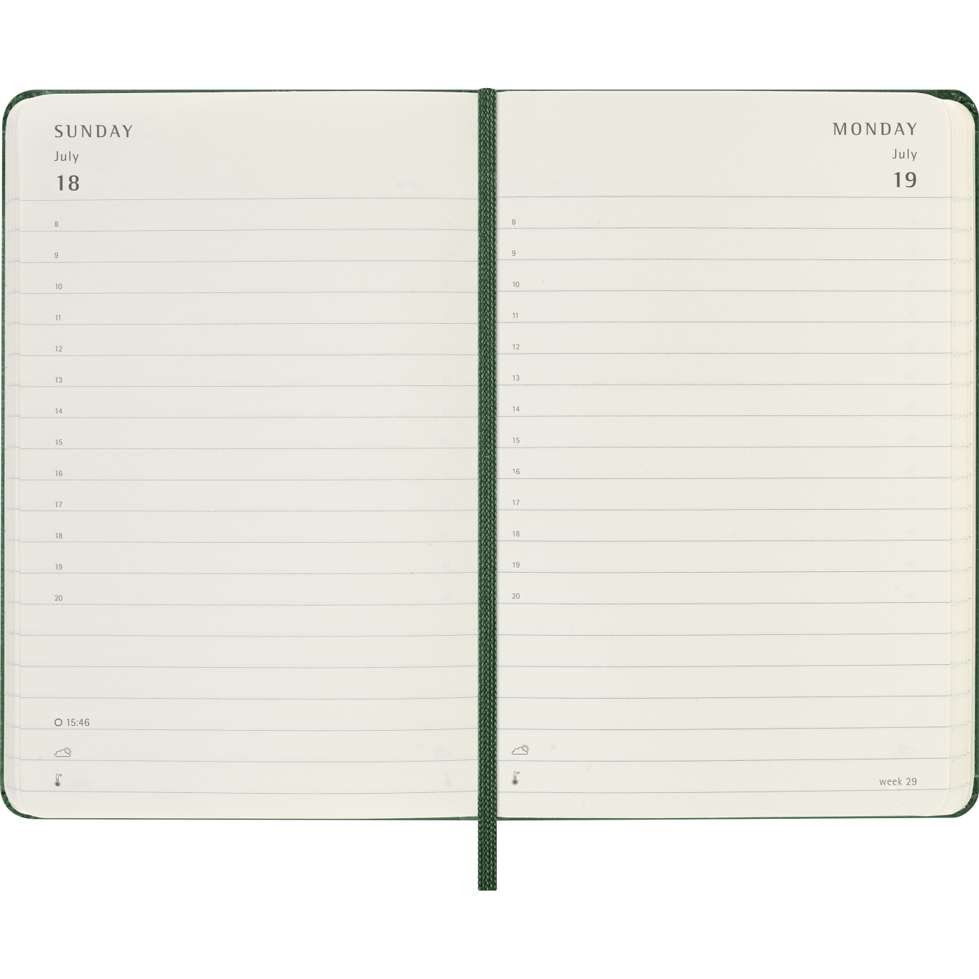 Kalenteri 12M Daily 2027 Hardcover Pocket Myrtle Green