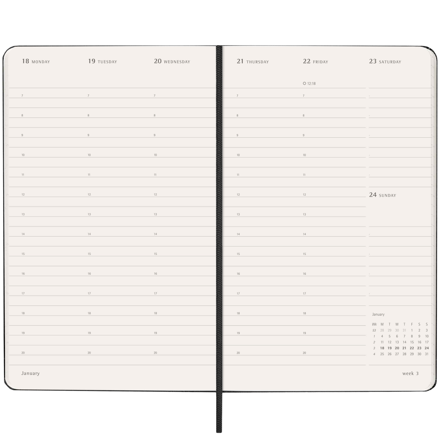 Kalenteri 12M Weekly Vertical PRO 2027 Hardcover Large Black