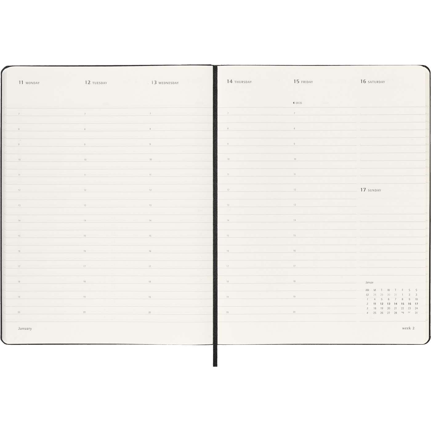 Kalenteri 12M Weekly Vertical PRO 2027 Hardcover XL Black 