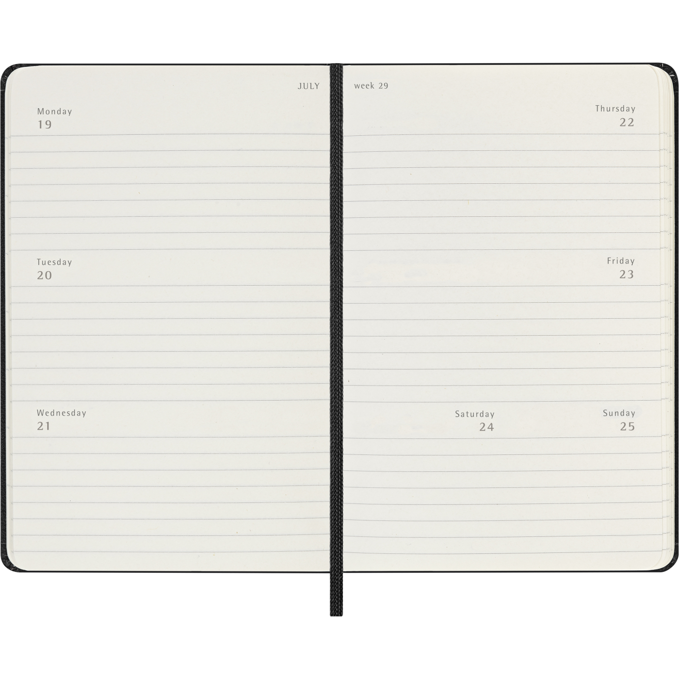 Kalenteri 12M Weekly Horizontal 2027 Hardcover Pocket Black 