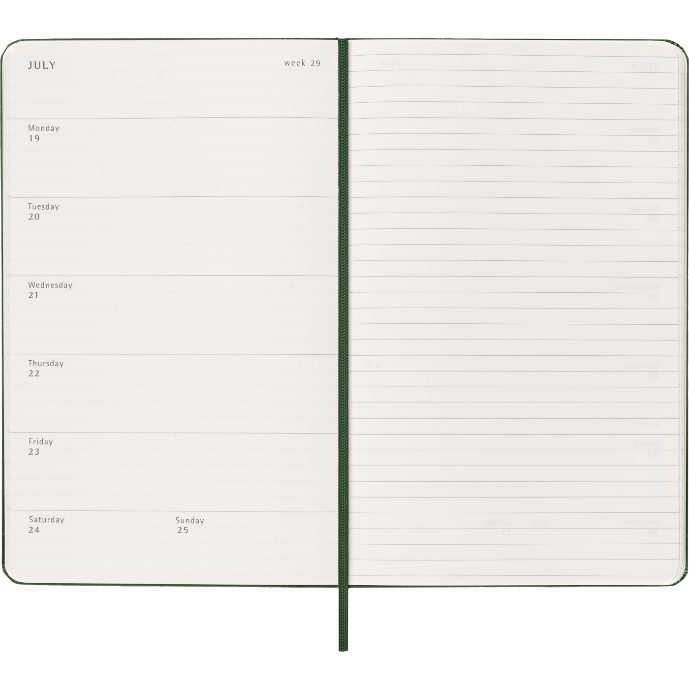 Kalenteri 12M Weekly Notebook 2027 Hardcover Large Myrtle Green 