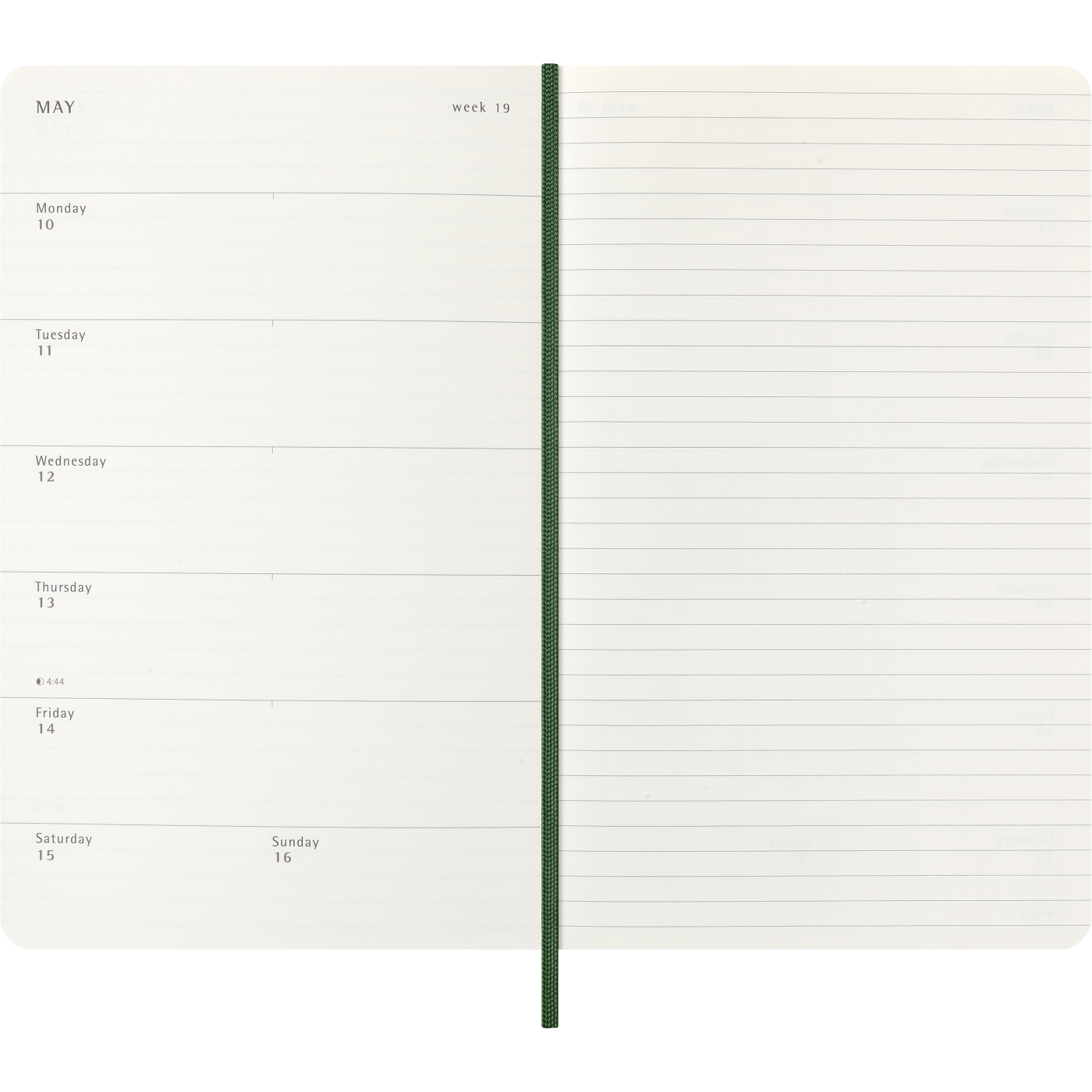Kalenteri 12M Weekly Notebook 2027 Softcover Large Myrtle Green 