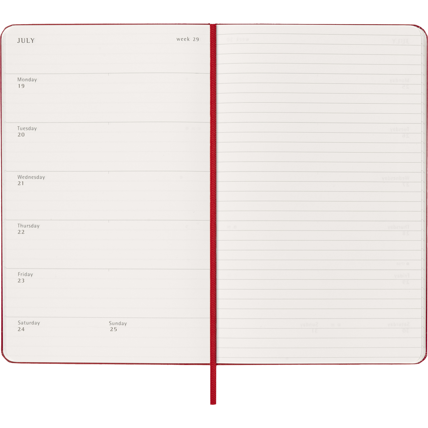 Kalenteri 12M Weekly Notebook 2027 Hardcover Large Red 