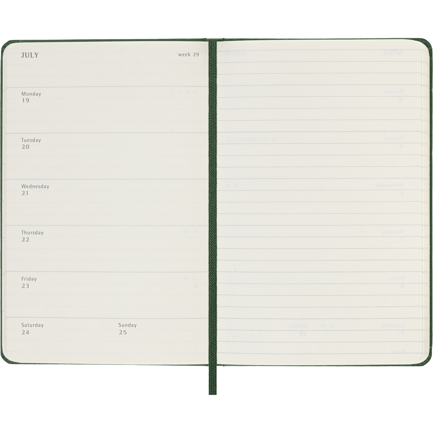 Kalenteri 12M Weekly Notebook 2027 Hardcover Pocket Myrtle Green 