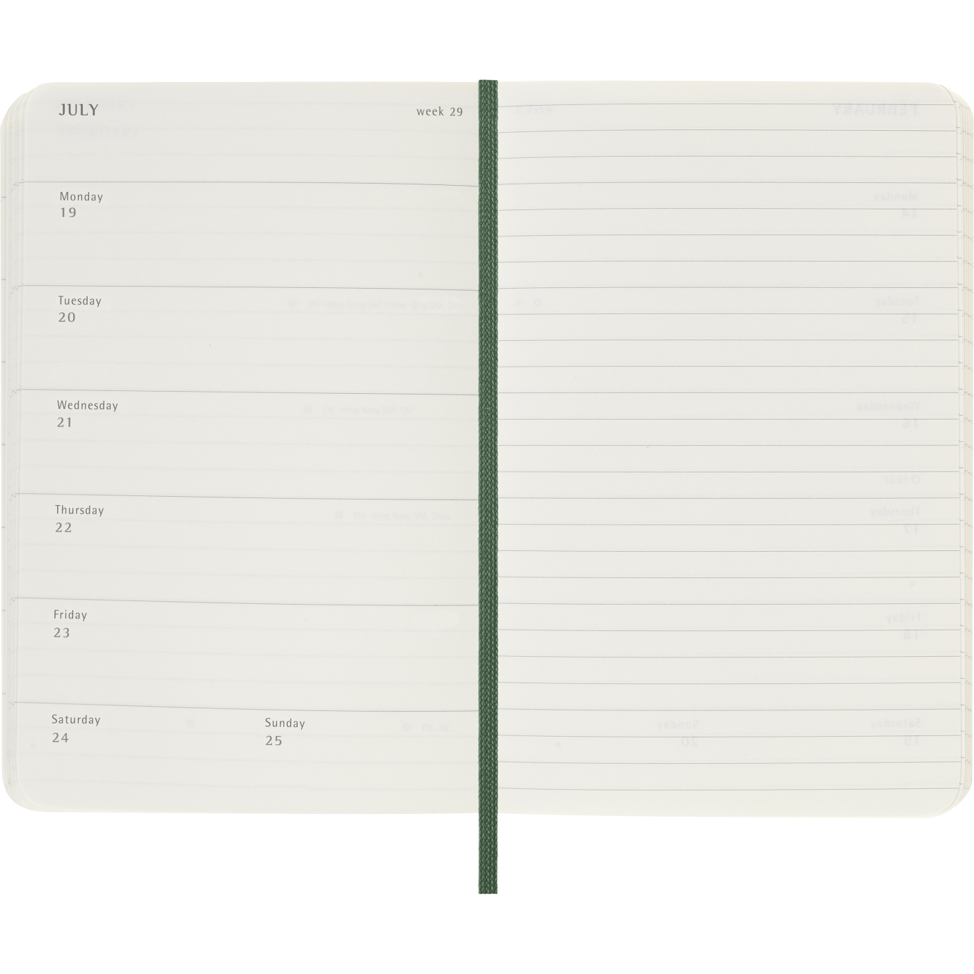 Kalenteri 12M Weekly Notebook 2027 Softcover Pocket Myrtle Green 