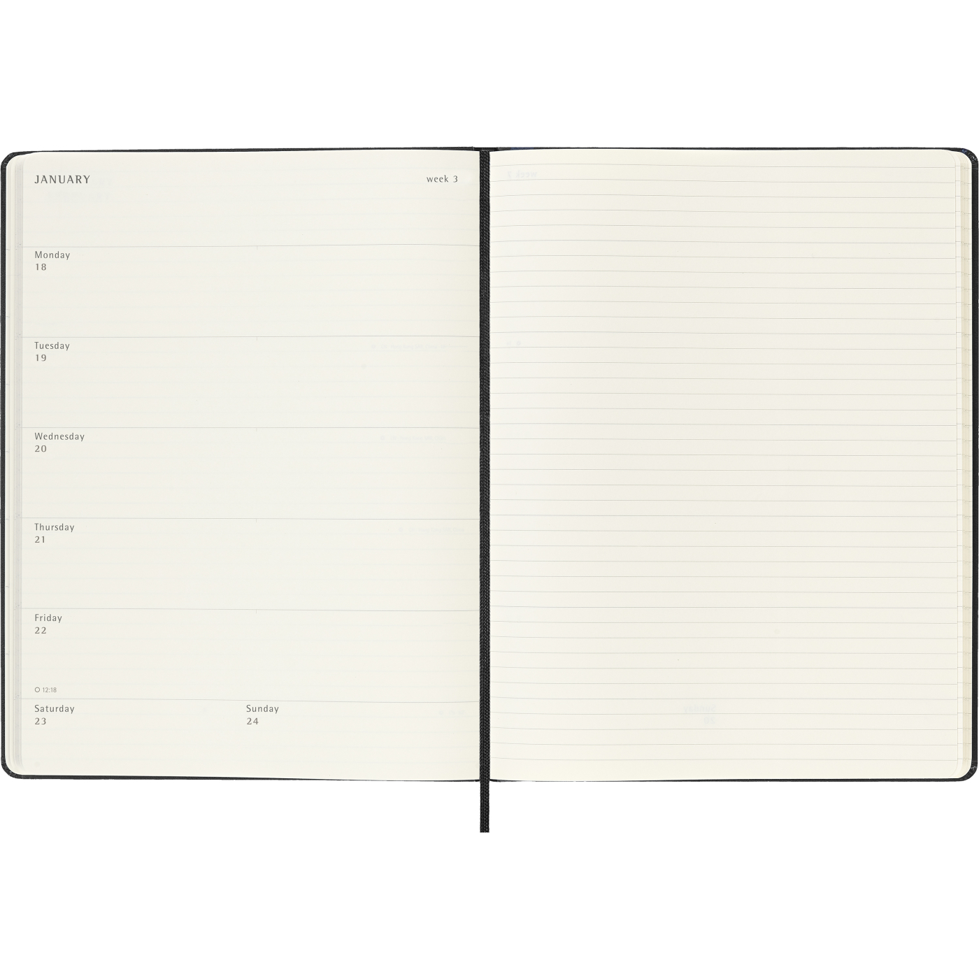 Kalenteri 12M Weekly Notebook 2027 Hardcover XL Black 