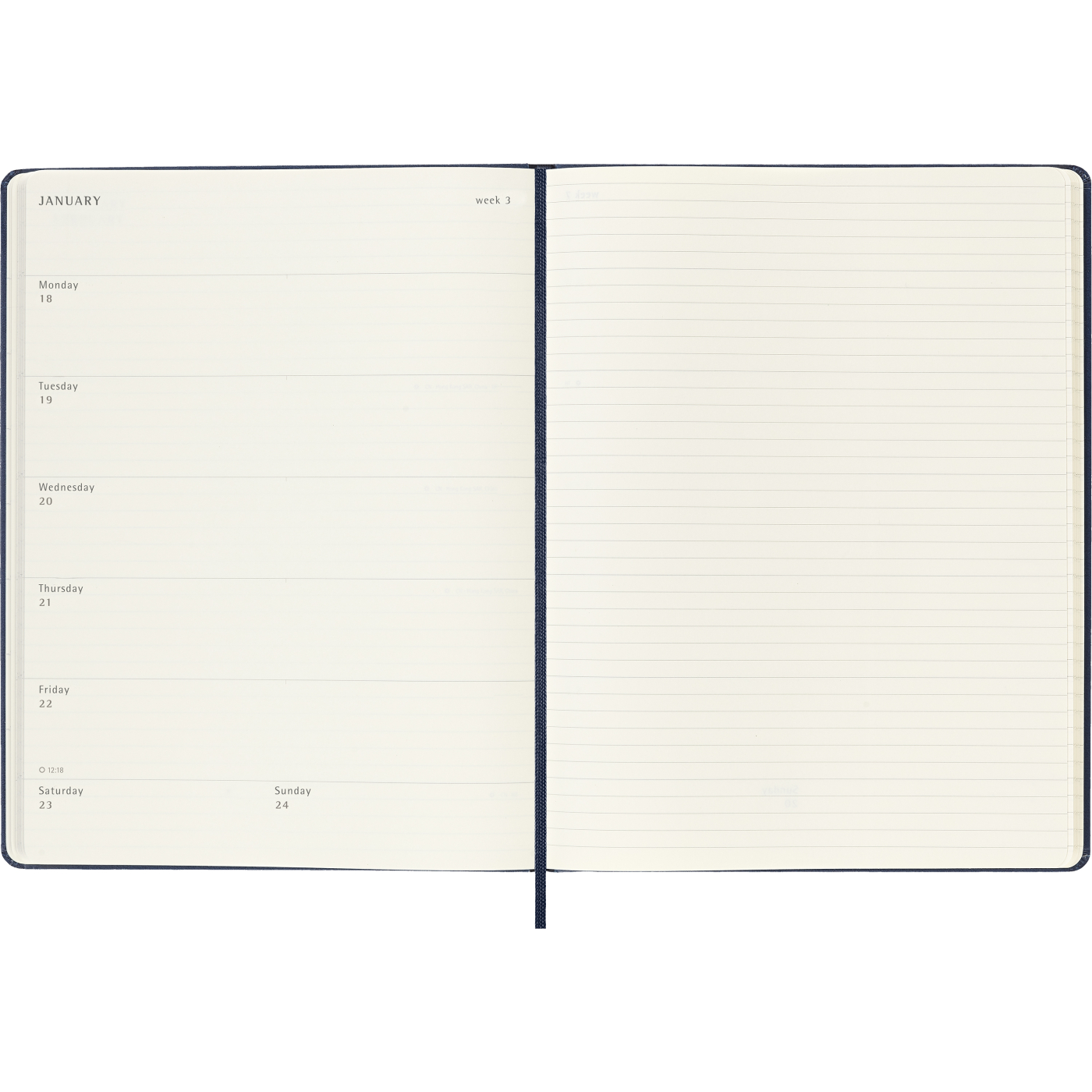Kalenteri 12M Weekly Notebook 2027 Hardcover XL Sapphire Blue 