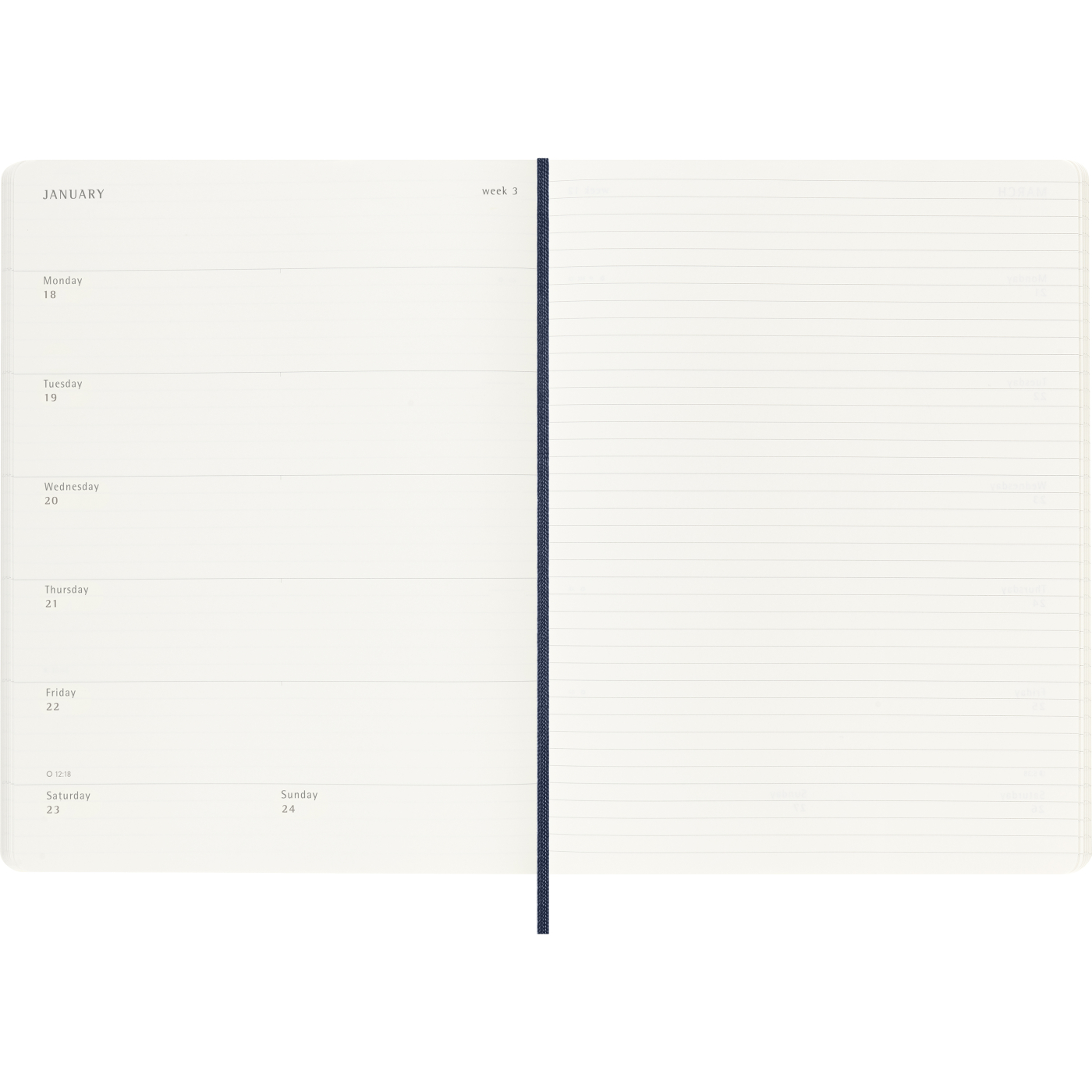 Kalenteri 12M Weekly Notebook 2027 Softcover XL Sapphire Blue 