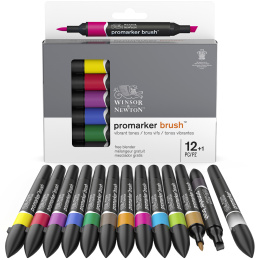 Brush Marker 12-setti + blender (setti 1) ryhmässä Kynät / Taiteilijakynät / Maalitussit @ Pen Store (100557)