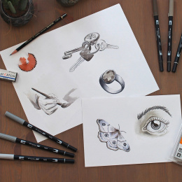 ABT Dual Brush Pen 12-setti Harmaa ryhmässä Kynät / Taiteilijakynät / Sivellinkynät @ Pen Store (101093)