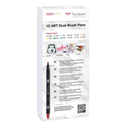 ABT Dual Brush Pen 12-setti Pastelli ryhmässä Kynät / Taiteilijakynät / Sivellintussit @ Pen Store (101094)