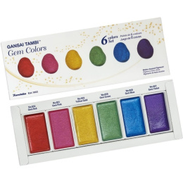 Gansai Tambi Akvarelli 6-setti Gem Colors ryhmässä Taiteilijatarvikkeet / Taiteilijavärit / Akvarellivärit / Vesiväri napissa @ Pen Store (101102)