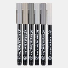 Koi Colouring Brush Pen 6-setti Harmaa ryhmässä Kynät / Taiteilijakynät / Sivellintussit @ Pen Store (102309)