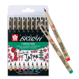 Pigma Micron Brush Color 9 kpl ryhmässä Kynät / Kirjoittaminen / Finelinerit @ Pen Store (103307)