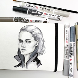 Brush Pen Harmaa 5-setti ryhmässä Kynät / Taiteilijakynät / Sivellintussit @ Pen Store (103713)