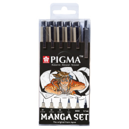 Manga Tool Pigma Micron Black 6-setti ryhmässä Kynät / Kirjoittaminen / Finelinerit @ Pen Store (103847)
