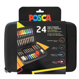 Posca Marker 24-setti Rubbercase ryhmässä Kynät / Taiteilijakynät / Maalitussit @ Pen Store (110396)