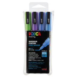 Posca PC-3M Glitter Blue tones 4-setti ryhmässä Kynät / Taiteilijakynät / Maalitussit @ Pen Store (110417)