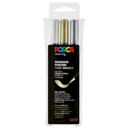 Posca Brush PCF-350 Metallic 3-setti ryhmässä Kynät / Taiteilijakynät / Sivellinkynät @ Pen Store (110426)