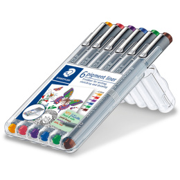 Pigment Liner Color 0.5 mm 6-setti ryhmässä Kynät / Kirjoittaminen / Finelinerit @ Pen Store (111221)