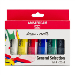 Akryylivärit General Selection setti 6 x 20 ml ryhmässä Taiteilijatarvikkeet / Värit / Akryylivärit @ Pen Store (111755)