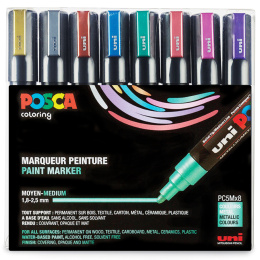 Posca PC-5M Metallic Colours 8-setti ryhmässä Kynät / Taiteilijakynät / Maalitussit @ Pen Store (112630)