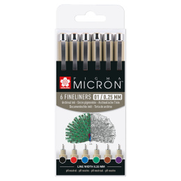 Pigma Micron Fineliner 6-set 01 Basic Colours ryhmässä Kynät / Kirjoittaminen / Finelinerit @ Pen Store (125575)