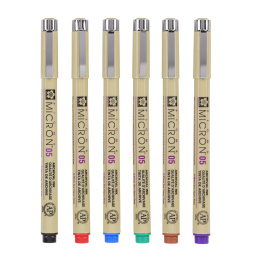 Pigma Micron Fineliner 6-set 05 Basic Colours ryhmässä Kynät / Kirjoittaminen / Finelinerit @ Pen Store (125576)