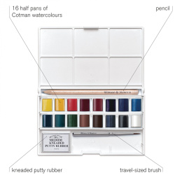 Cotman Akvarellivärit Deluxe Sketchers Pocket Box ryhmässä Taiteilijatarvikkeet / Värit / Akvarellivärit @ Pen Store (125826)