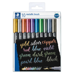 Marker Brush Metallic 10-pack ryhmässä Kynät / Taiteilijakynät / Sivellintussit @ Pen Store (126589)