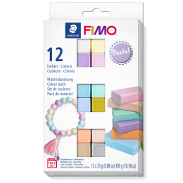 FIMO Soft Muovailusavi 12 x 25 g Pastel colours ryhmässä Askartelu ja Harrastus / Askartelu / Muovailusavi / Uunissa kovetettava savi @ Pen Store (126651)