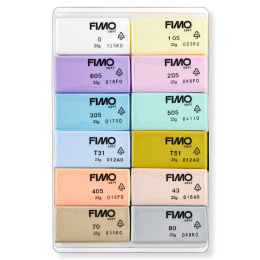 FIMO Soft Muovailusavi 12 x 25 g Pastel colours ryhmässä Askartelu ja Harrastus / Askartelu / Muovailusavi / Uunissa kovetettava savi @ Pen Store (126651)