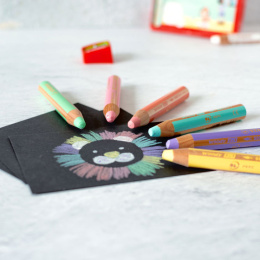 Woody 3-in-1 Värikynät Pastelli 6-setti + teroitin (3v+) ryhmässä Kids / Lastenkynät / Lasten värikynät @ Pen Store (127789)