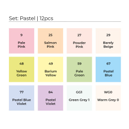Marker Pastel Tones 12-setti ryhmässä Kynät / Taiteilijakynät / Tussit @ Pen Store (127823)