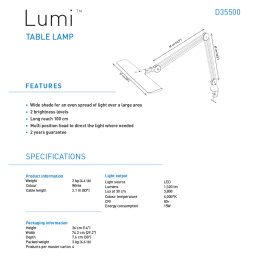 Lumi Task Lamp ryhmässä Askartelu ja Harrastus / Harrastustarvikkeet / Valaisimet @ Pen Store (127938)