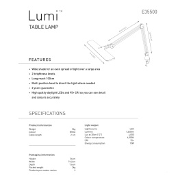 Lumi Task Lamp ryhmässä Askartelu ja Harrastus / Harrastustarvikkeet / Valaisimet @ Pen Store (127938)