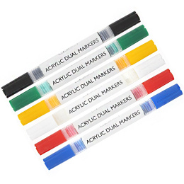 Acrylic marker dual-tip 6-setti ryhmässä Kynät / Taiteilijakynät / Tussit @ Pen Store (128521)