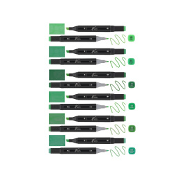 Dual-tip Markers 6-setti Vihreä ryhmässä Kynät / Taiteilijakynät / Tussit @ Pen Store (128523)