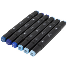 Dual-tip Markers 6-setti Sininen ryhmässä Kynät / Taiteilijakynät / Tussit @ Pen Store (128525)