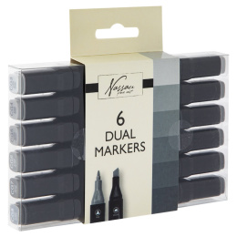 Dual-tip Markers 6-setti Harmaa ryhmässä Kynät / Taiteilijakynät / Tussit @ Pen Store (128527)