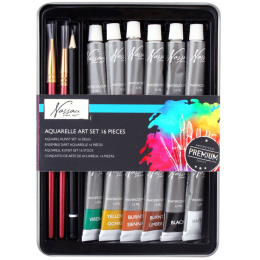 Aquarel Kit 16-setti ryhmässä Taiteilijatarvikkeet / Taiteilijavärit / Akvarellivärit / Vesiväri tuubissa @ Pen Store (128534)
